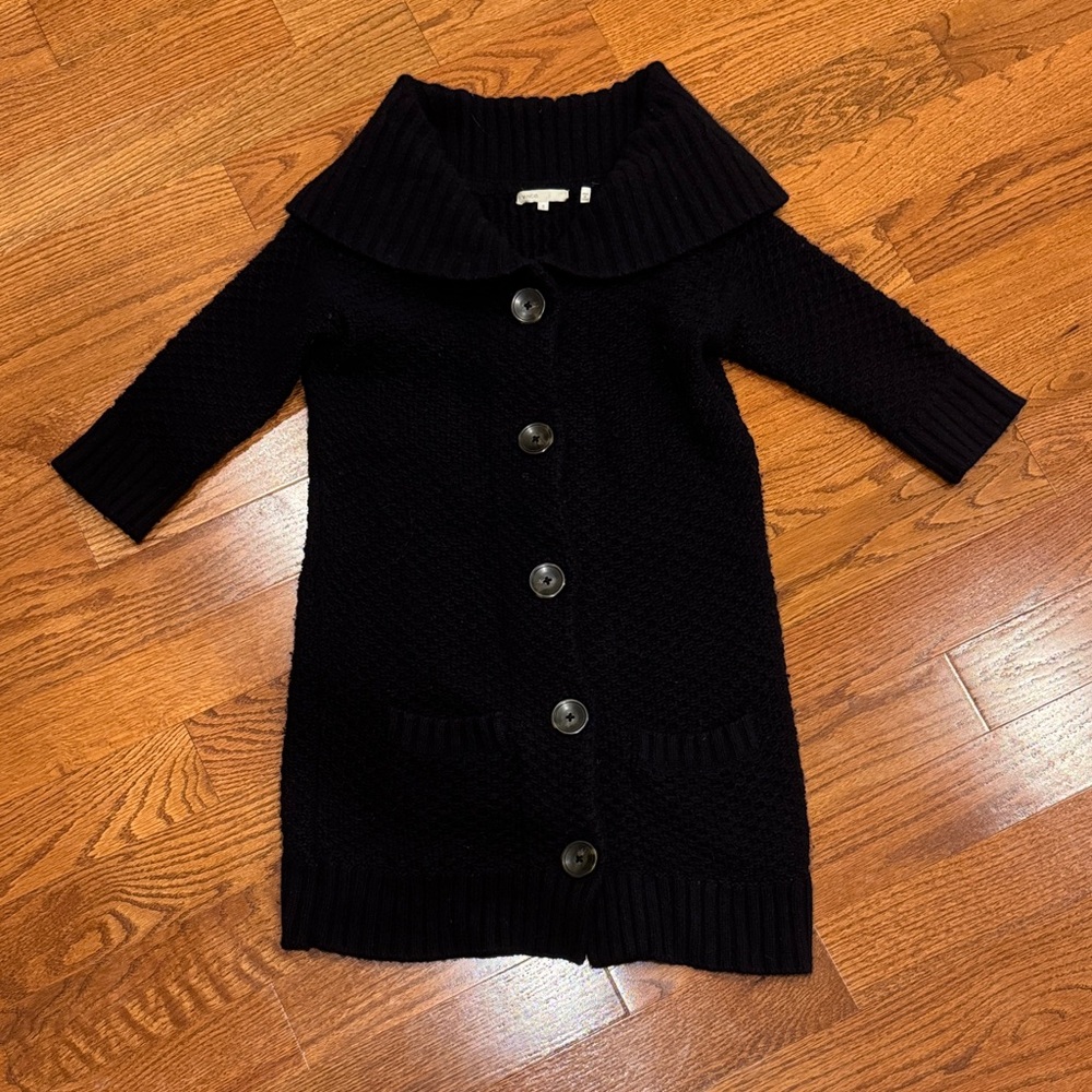 Vince Navy Wool-Cashmere Knit Long Sweater Cardigan Size Small